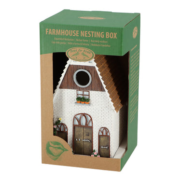 huisje voor vogel in de stijl van een boerderij in doos