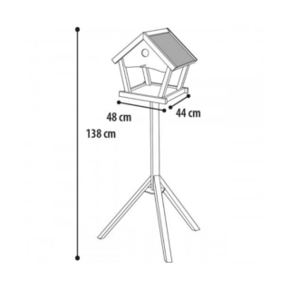 vogelvoederhuis op voet met afmetingen