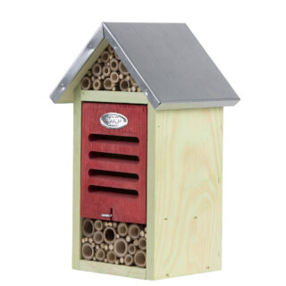 Insectenhotel met zinken dak met rood frontje