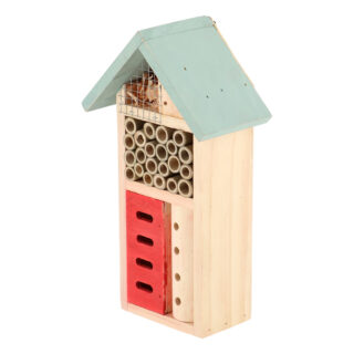 zijaanzicht insecten huis met blauw dak