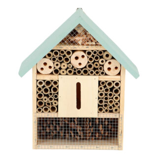 voorkant insecten huis met blauw dak