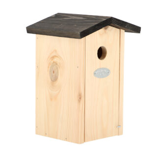 vogelhuisje met zwart dak van hout