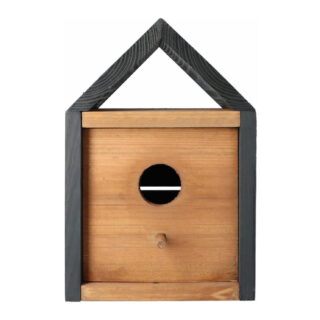 houten vogelhuisje met zwarte buitenkant